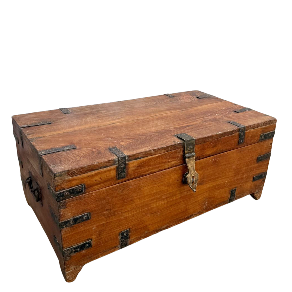 FUR649 Storage Chest with Metal and Brass features (71w x 39d x 30h cms)