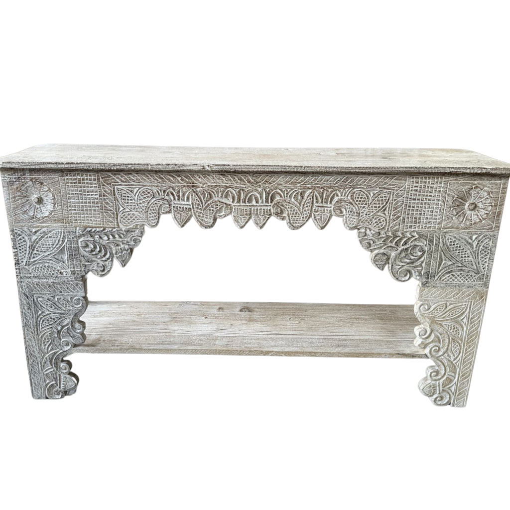 FUR668 Wooden Console Table with Intricate Carving (153w x 40d x 82h cms)