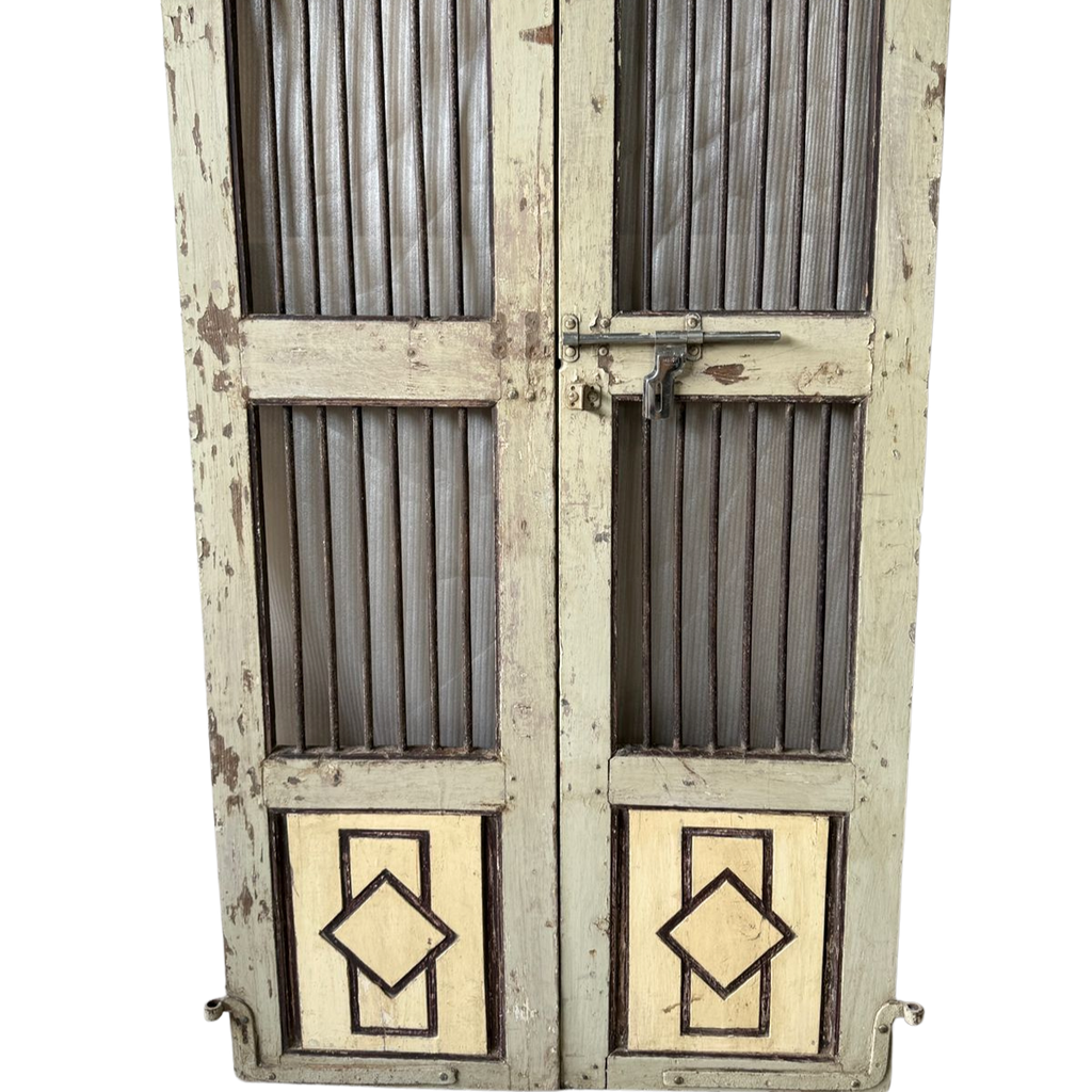 FUR664 Wooden & Wrought Iron Jali Door (105w x 3d x 183h cms)