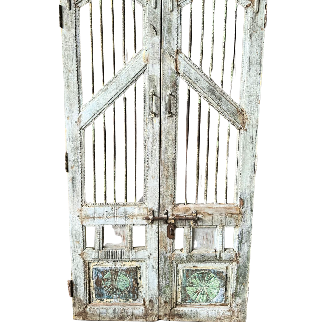FUR660 Wooden & Wrought Iron Jali Door (100w x 4d x 185h cms)