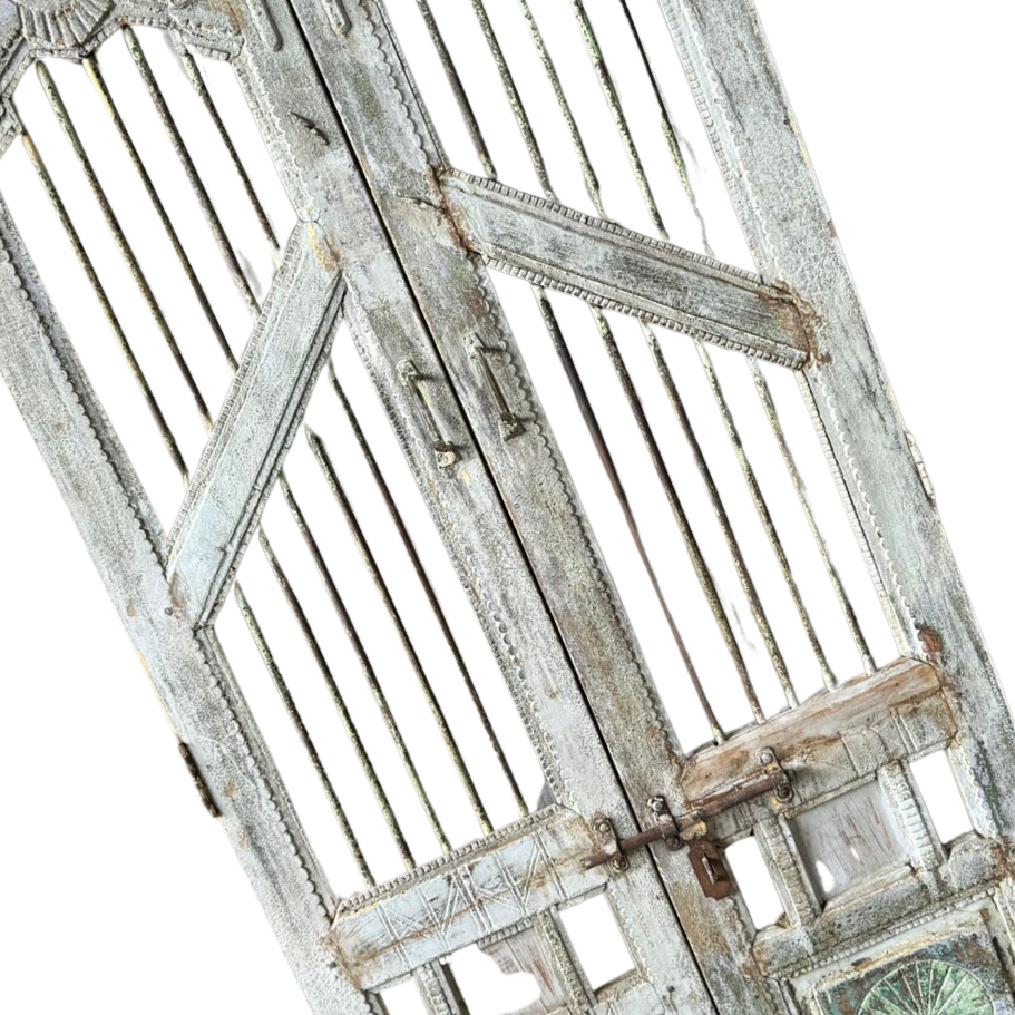 FUR660 Wooden & Wrought Iron Jali Door (100w x 4d x 185h cms)