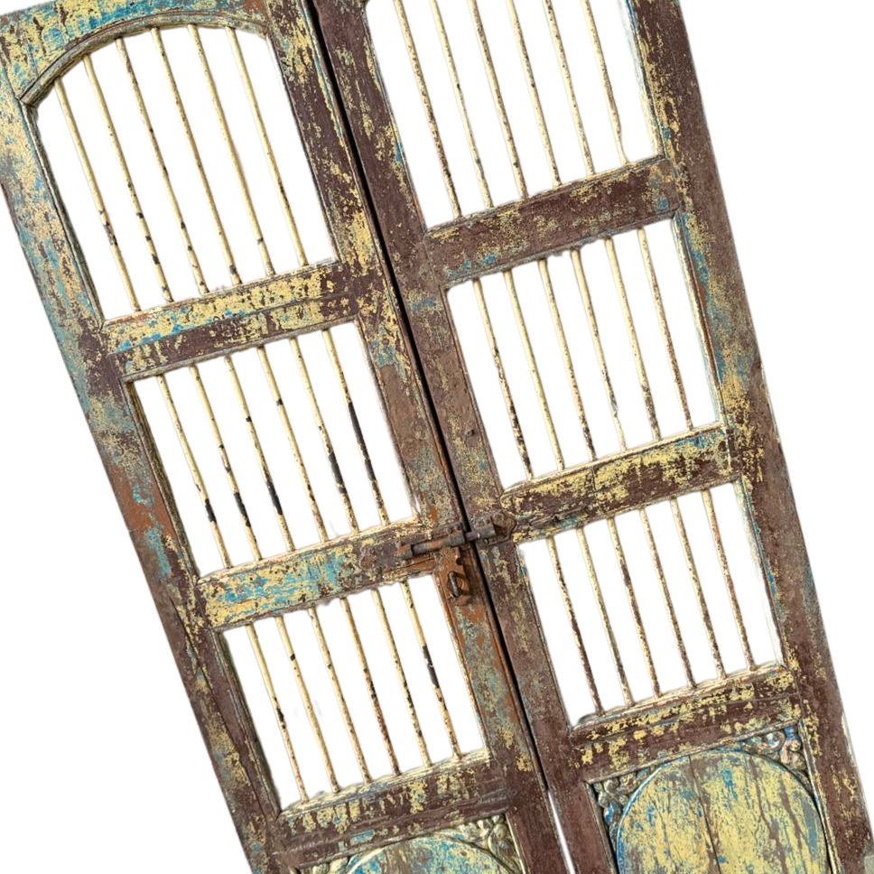 FUR665 Wooden & Wrought Iron Jali Door (97w x 3d x 180h cms)