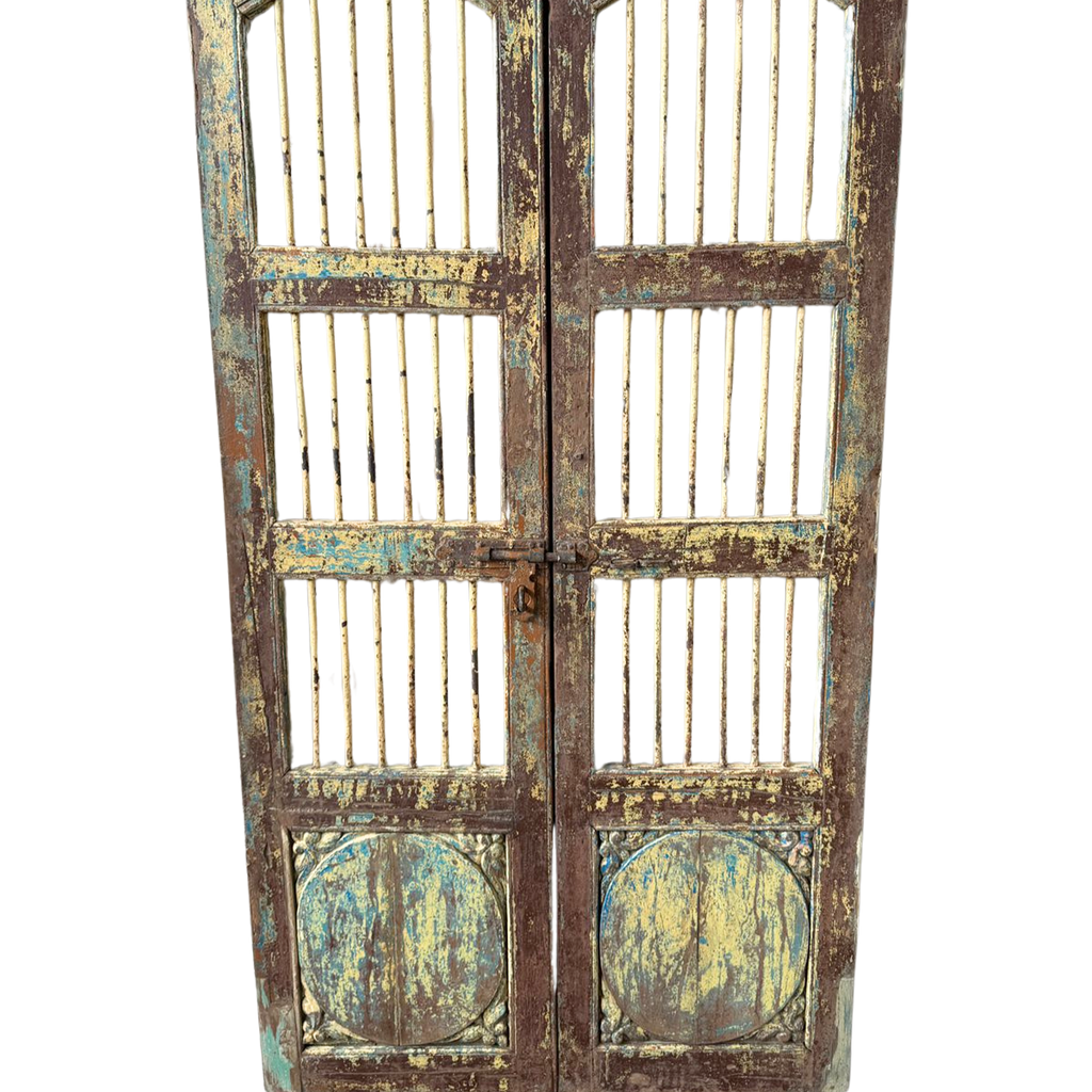 FUR665 Wooden & Wrought Iron Jali Door (97w x 3d x 180h cms)
