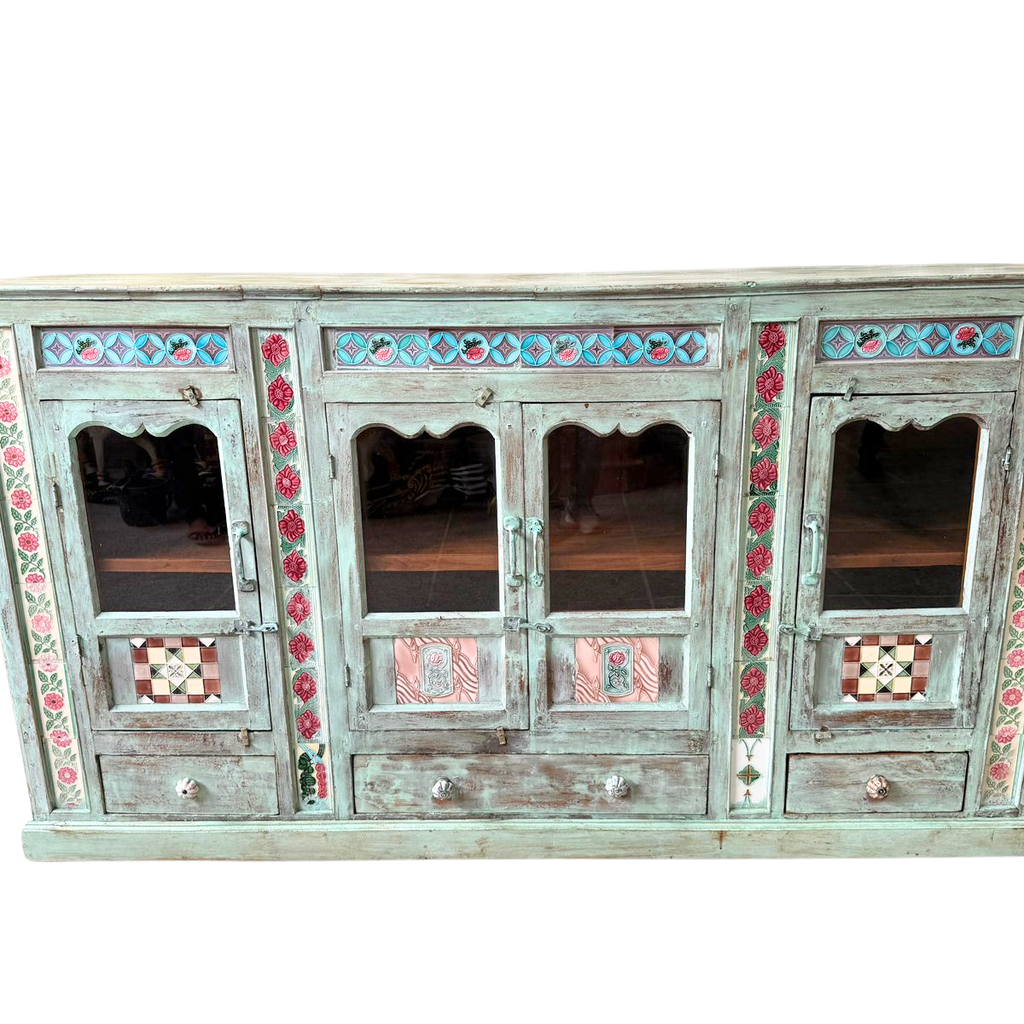 FUR656 Wooden Sideboard 4 Doors 4 Drawers Featured Tiles (191w x 44d x 107h cms)