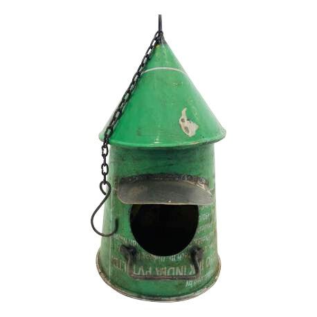UNC053 Metal Bird House made from Recycled Tins Assorted colours (7x5x12cms)