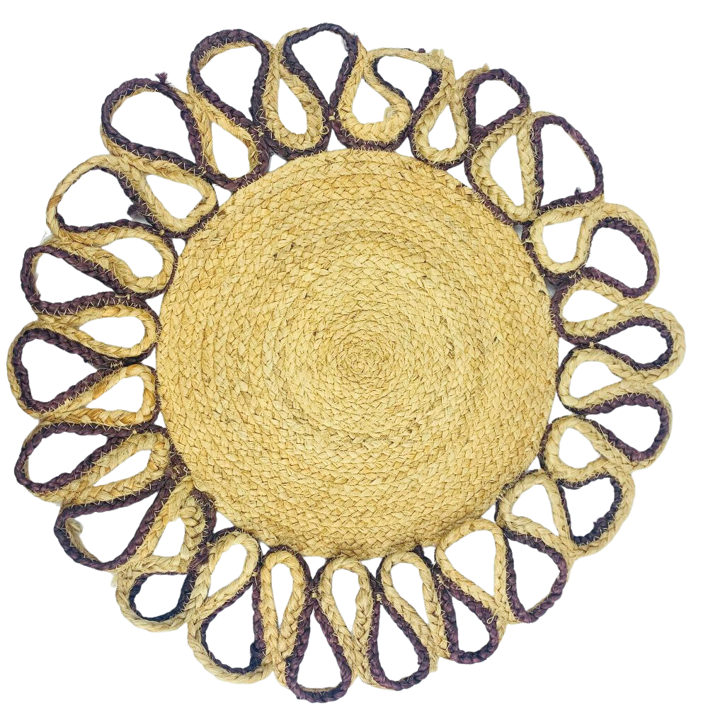 Jute Round Table Mats Chakli Design 50cms