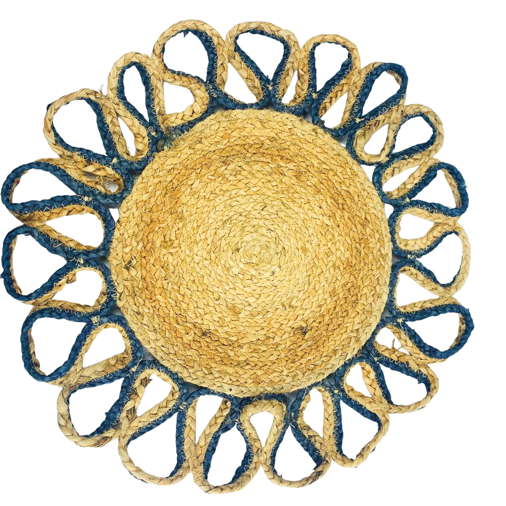 5HW Jute Round Table Mats Chakli Design 50cms
