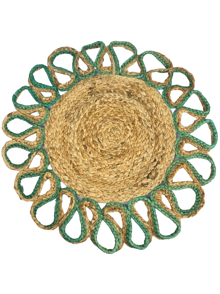 5HW Jute Round Table Mats Chakli Design 50cms