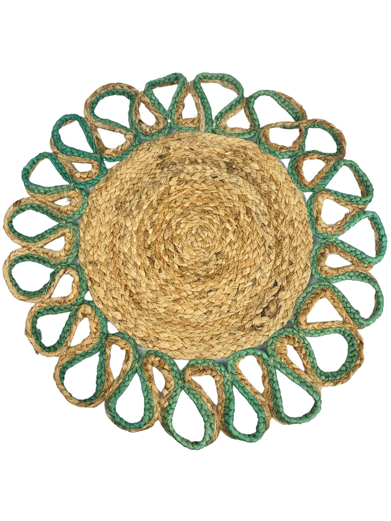 HW Jute Round Table Mats Chakli Design 50cms