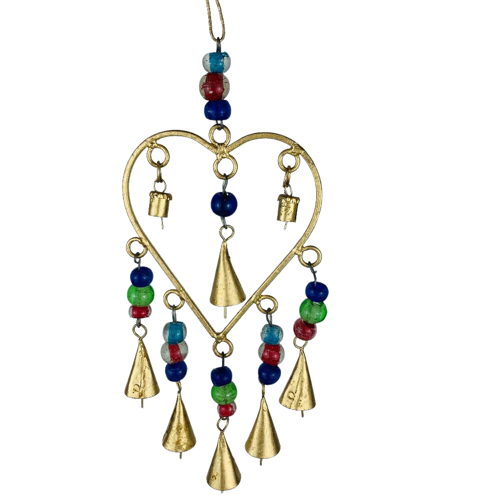 2MB063 Mini Heart Hanger with Bells 26x12cms