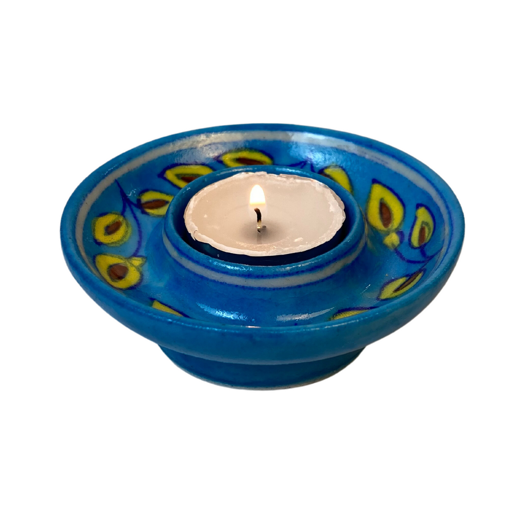 JBP068 Jaipur Blue Pottery Tealight Holder 9cms