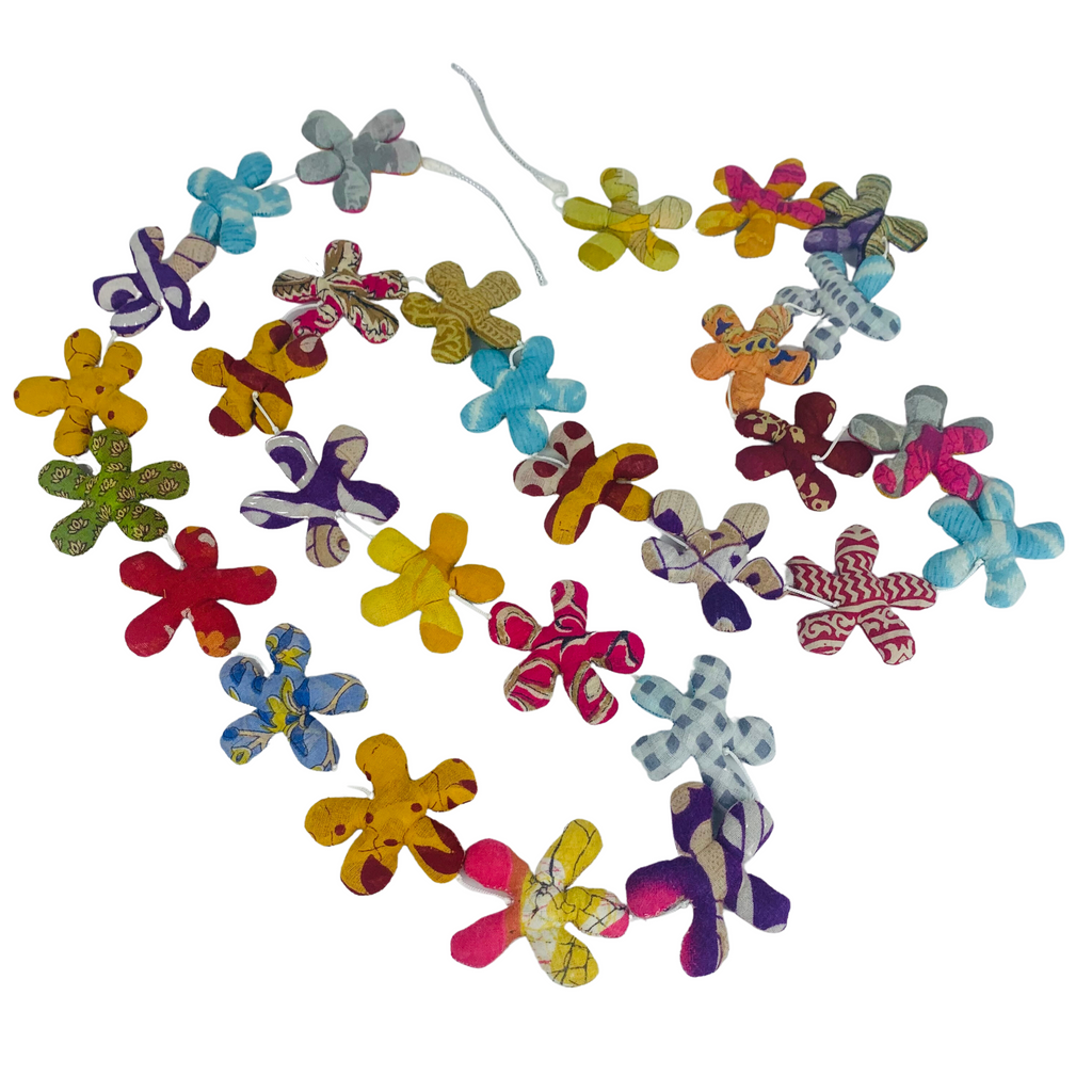 2MB029 Flower Spring Garland Made from Recycle Saris 2 metres Long