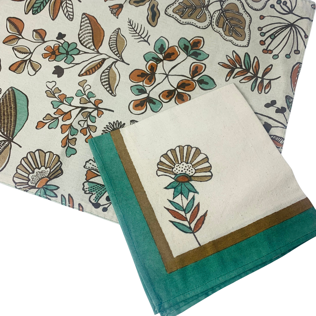 5HW Hand Block Printed Forest Design Placemat 35x50cms HW325
