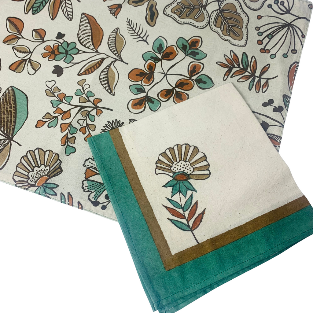 HW Hand Block Printed Forest Design Placemat 35x50cms HW325