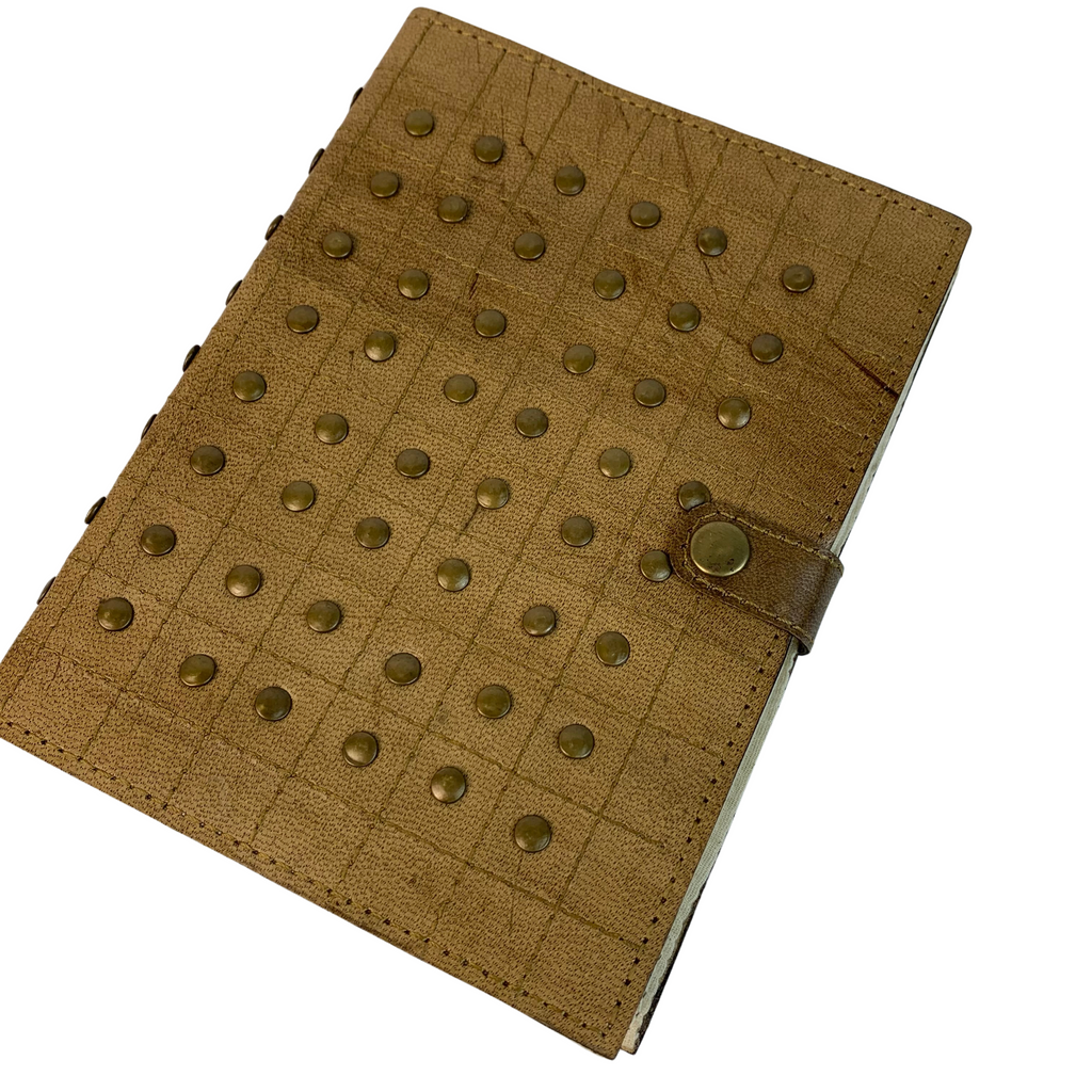 3J090 Leather Journal Wallet with Studs 13x18cms