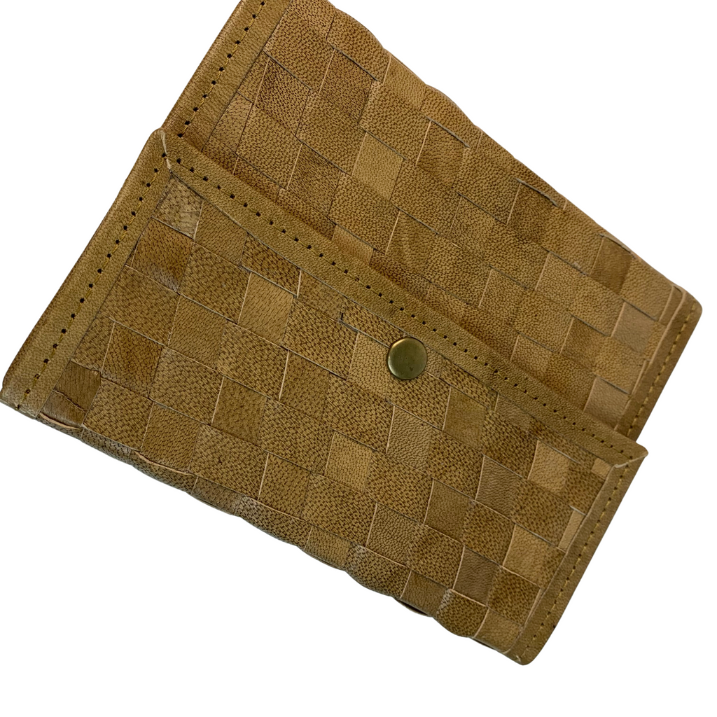 3J089 Leather Journal Wallet Woven the Stud Clip 13x18cms