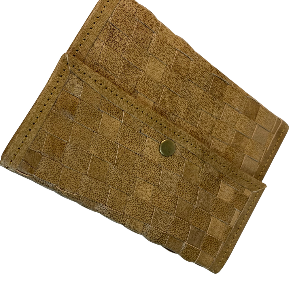 J089 Leather Journal Wallet Woven the Stud Clip 13x18cms