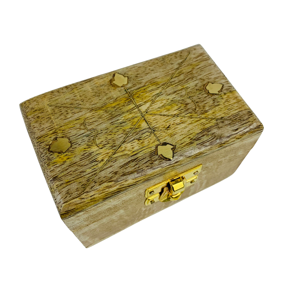 Wooden Box with Brass Inlay 6.5x10cms (GW544)