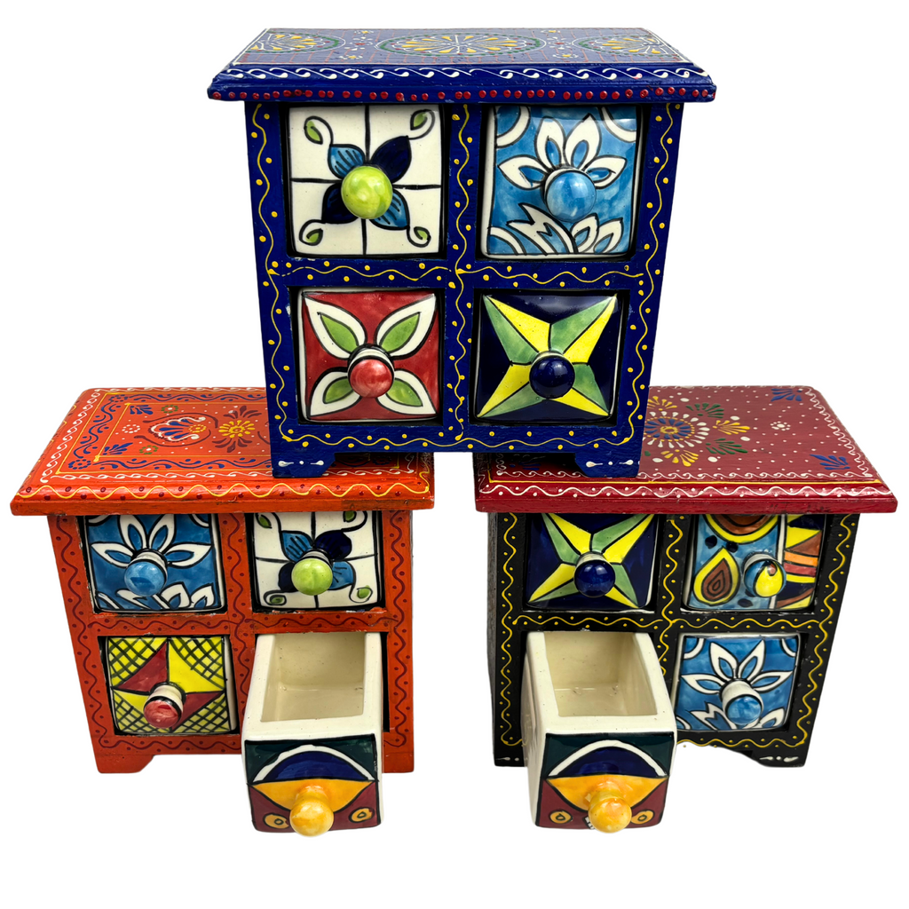 1GW Ceramic 4 Drawer Set 17x12x15cms GW465 Assorted Colours