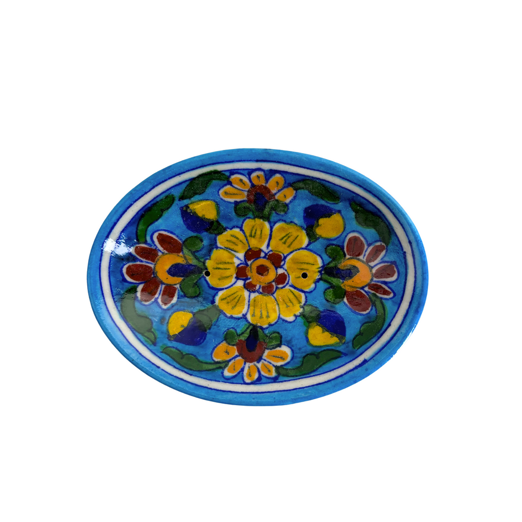Jaipur Blue Pottery Soap Dish 13x10cms