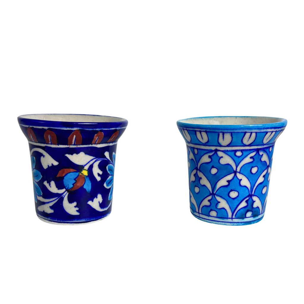 4JBP Jaipur Blue Pottery Small Planter Pots 9x8cms