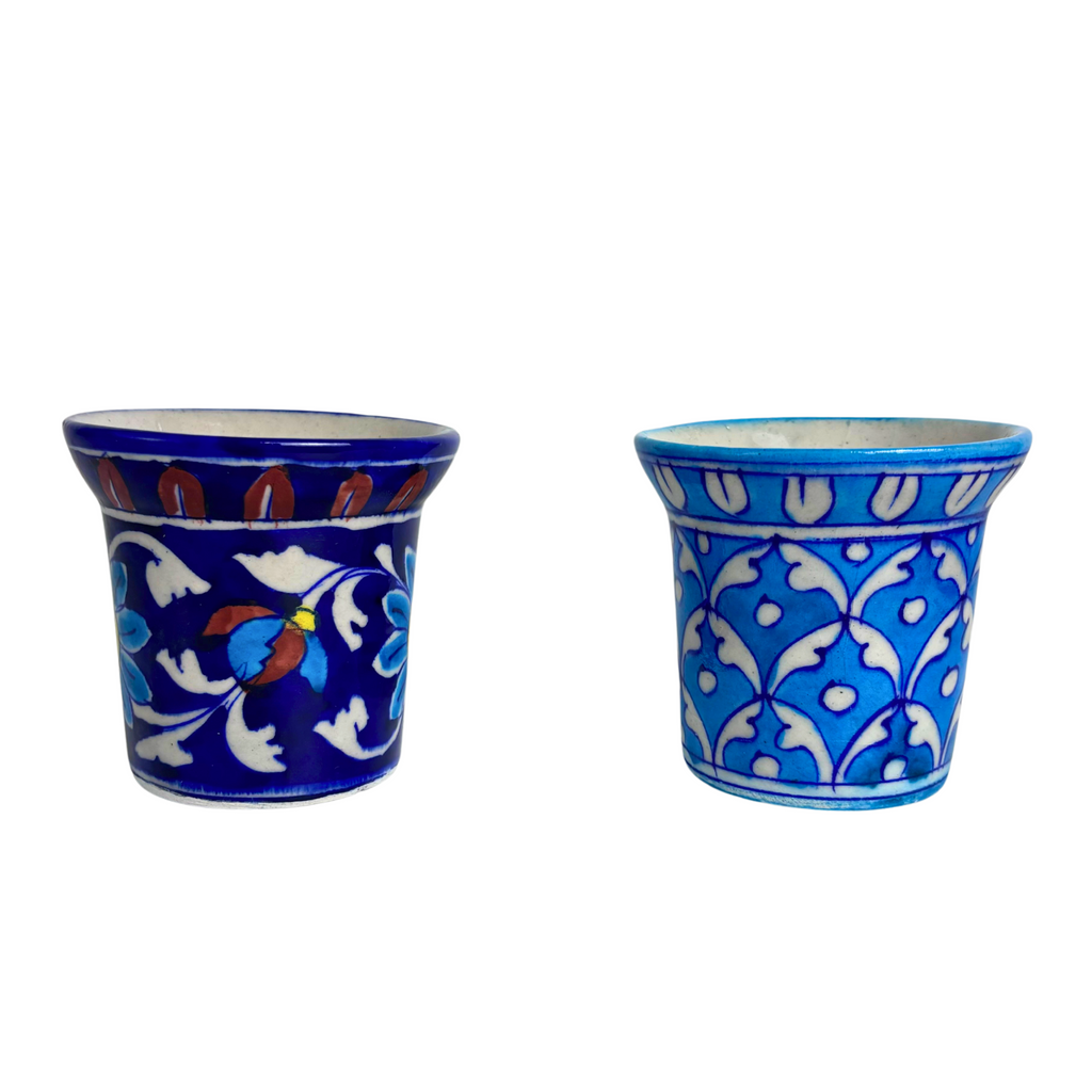 JBP Jaipur Blue Pottery Small Planter Pots 9x8cms