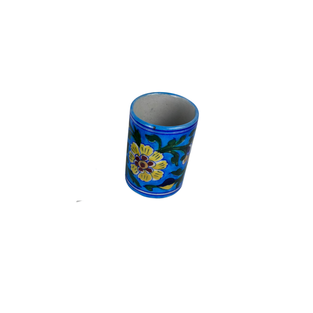4JBP Jaipur Blue Pottery Toothbrush Holder 7x10cms