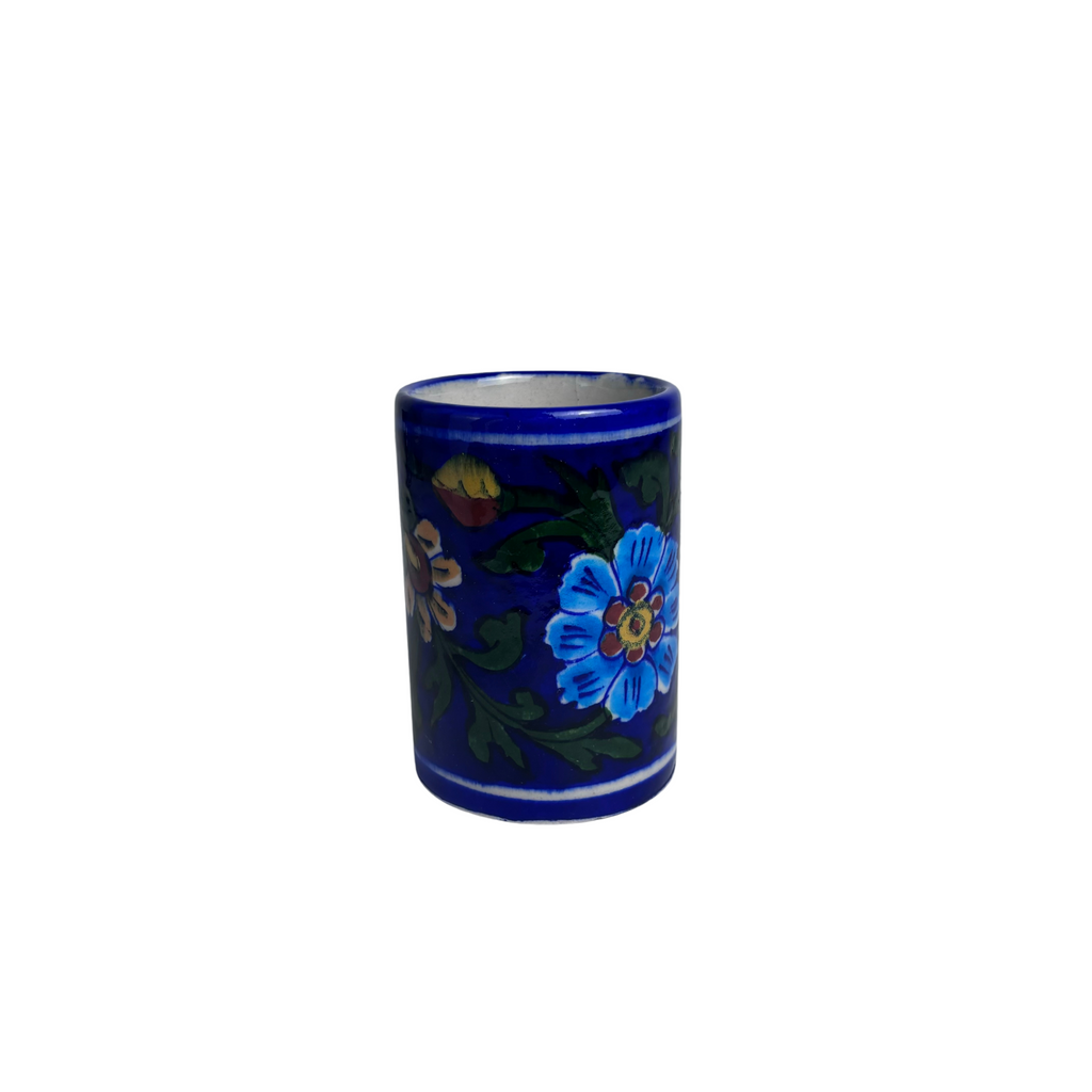 4JBP Jaipur Blue Pottery Toothbrush Holder 7x10cms