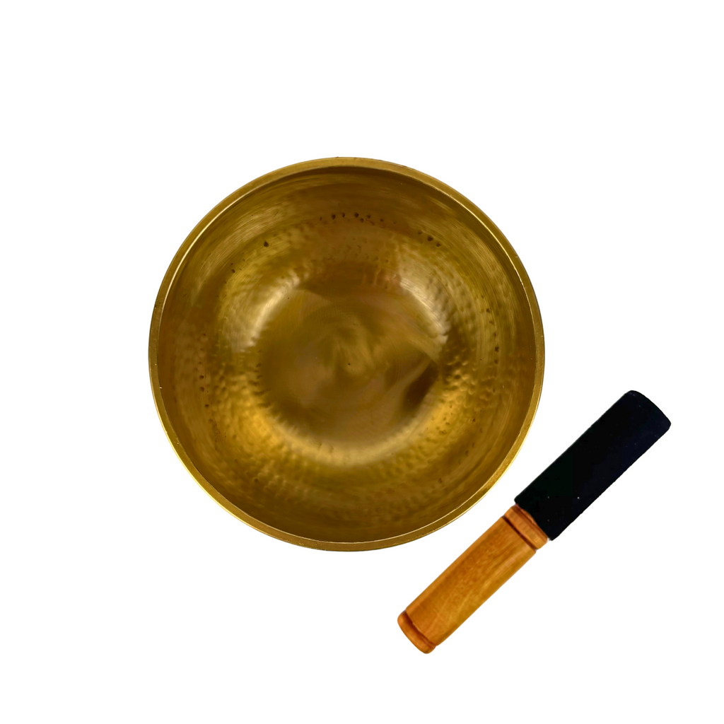 Singing Bowl Brass Hand Beaten 13.5cms by 11cms (Cushion & Stick Included) GW565