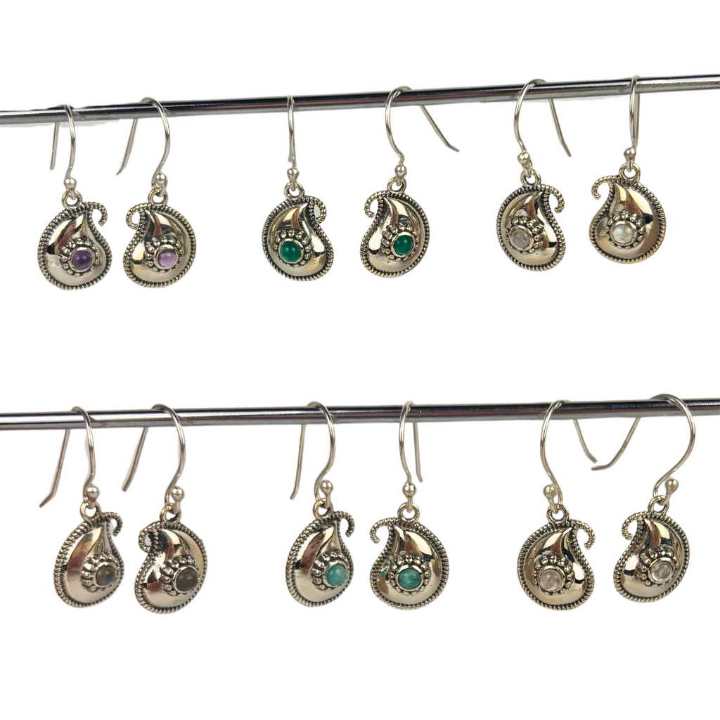 JA Sterling Silver Earrings with Semi-Precious Gemstones