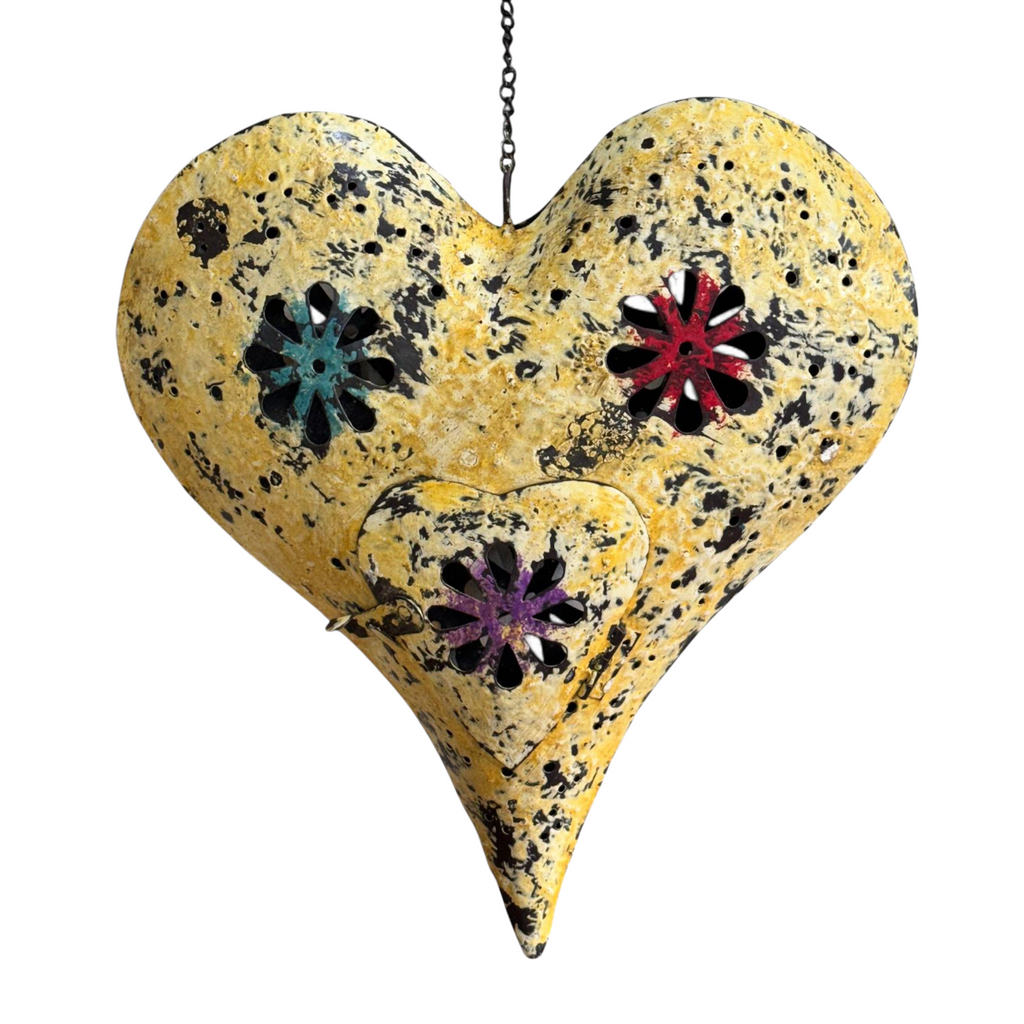 2MB Heart Hanging T Light Daisy Design 2 Sizes
