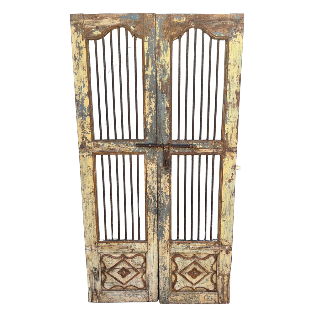 FUR662 Wooden & Wrought Iron Jali Door (100w x 4d x 187h cms)