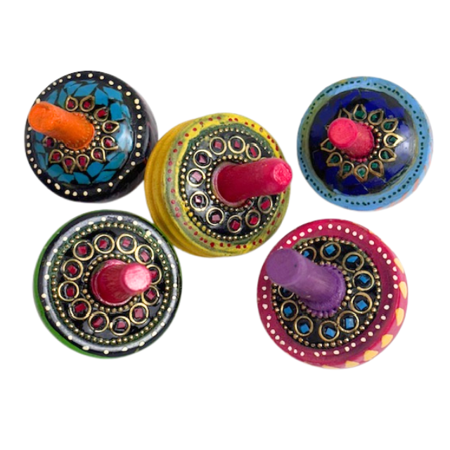 1GW Wooden Spinning Top Assorted Colours GW714