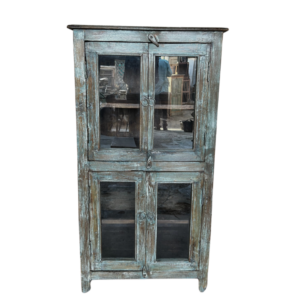 Small Wooden Teak Cabinet with Four Doors and Shelves (65w 44d 123h) FUR559