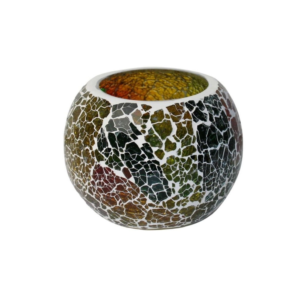 Mosaic Candle Holder Green, Red and Gold
