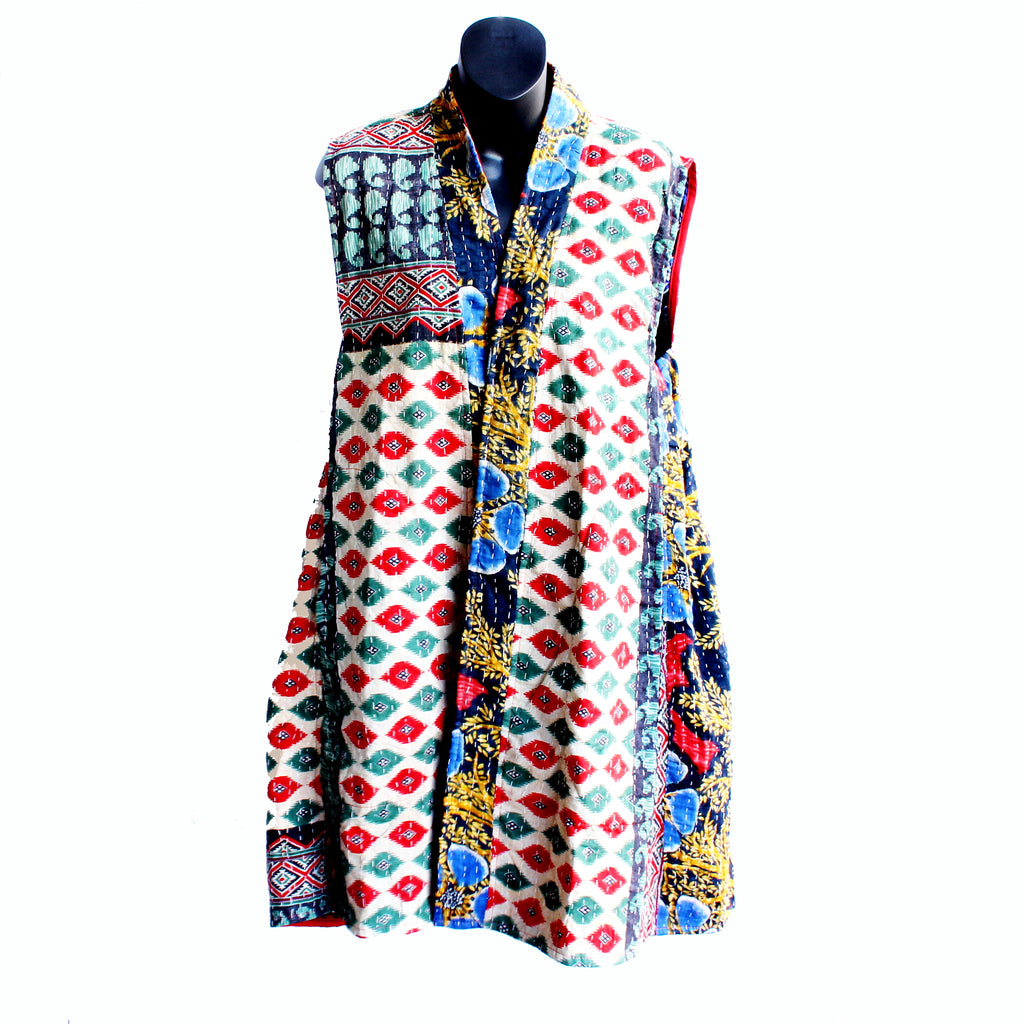 Vintage Kantha Vest Jacket LONG S-M and M-L