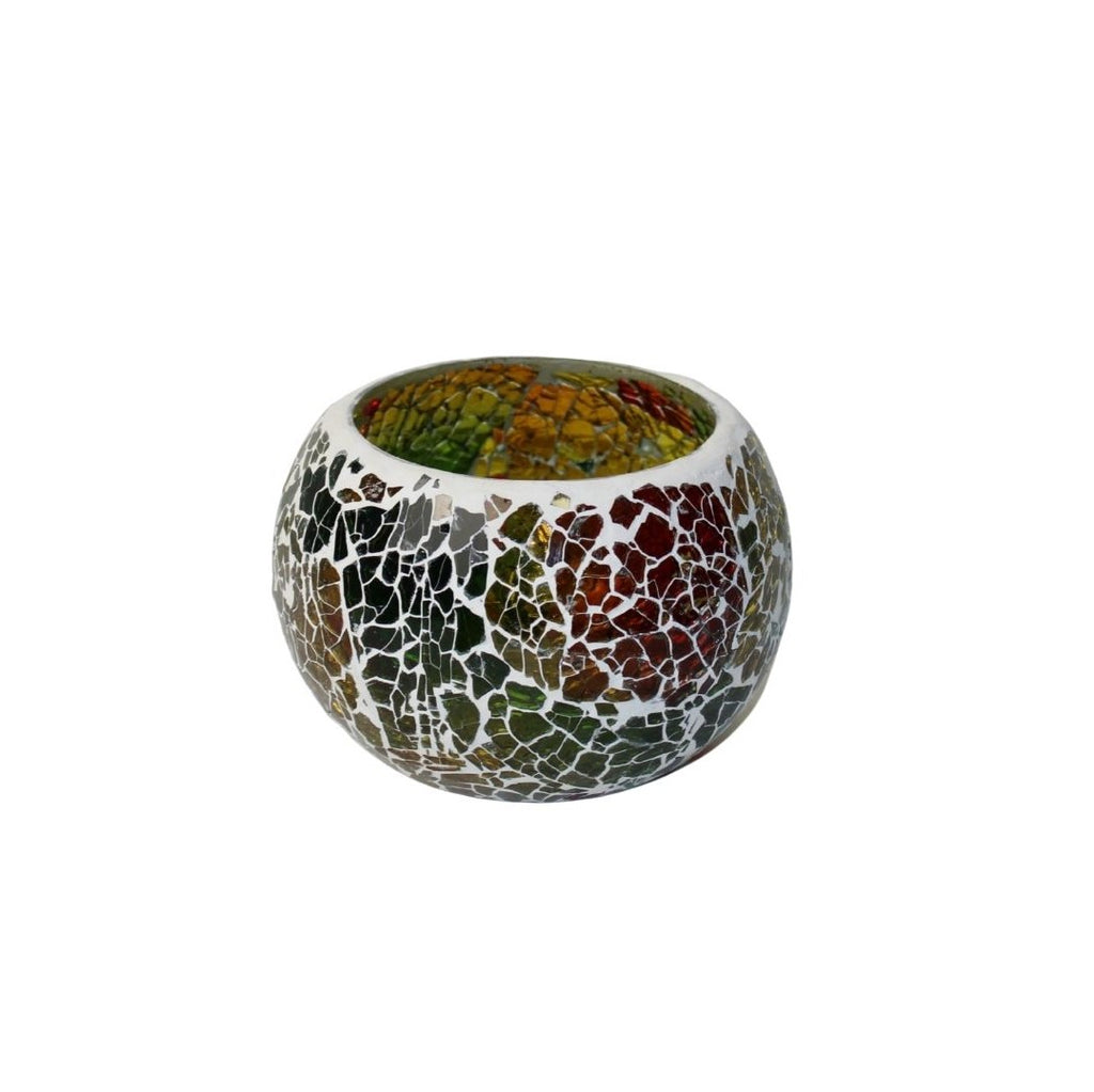 1GW Mosaic Candle Holder Green, Red and Gold