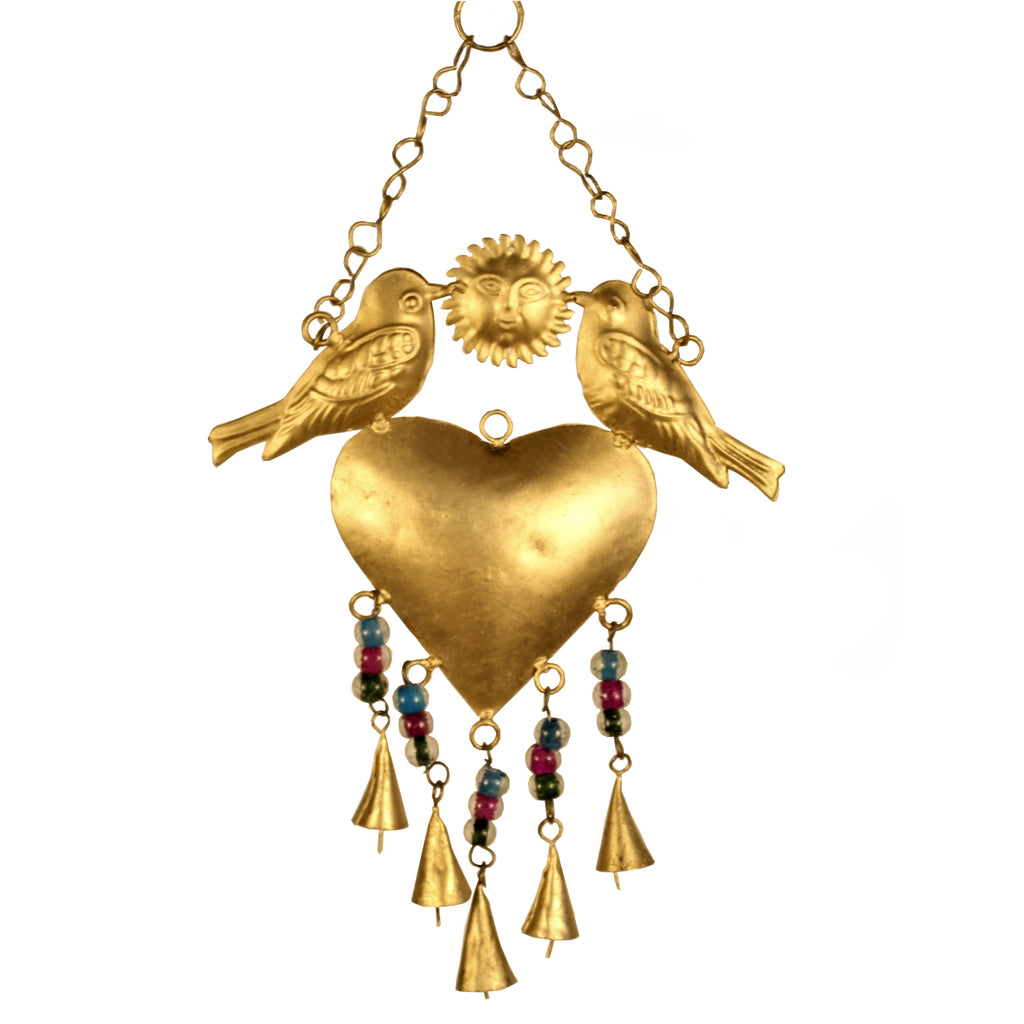 2MB038 Metal Art Heart Bird Hanger  (30cm)