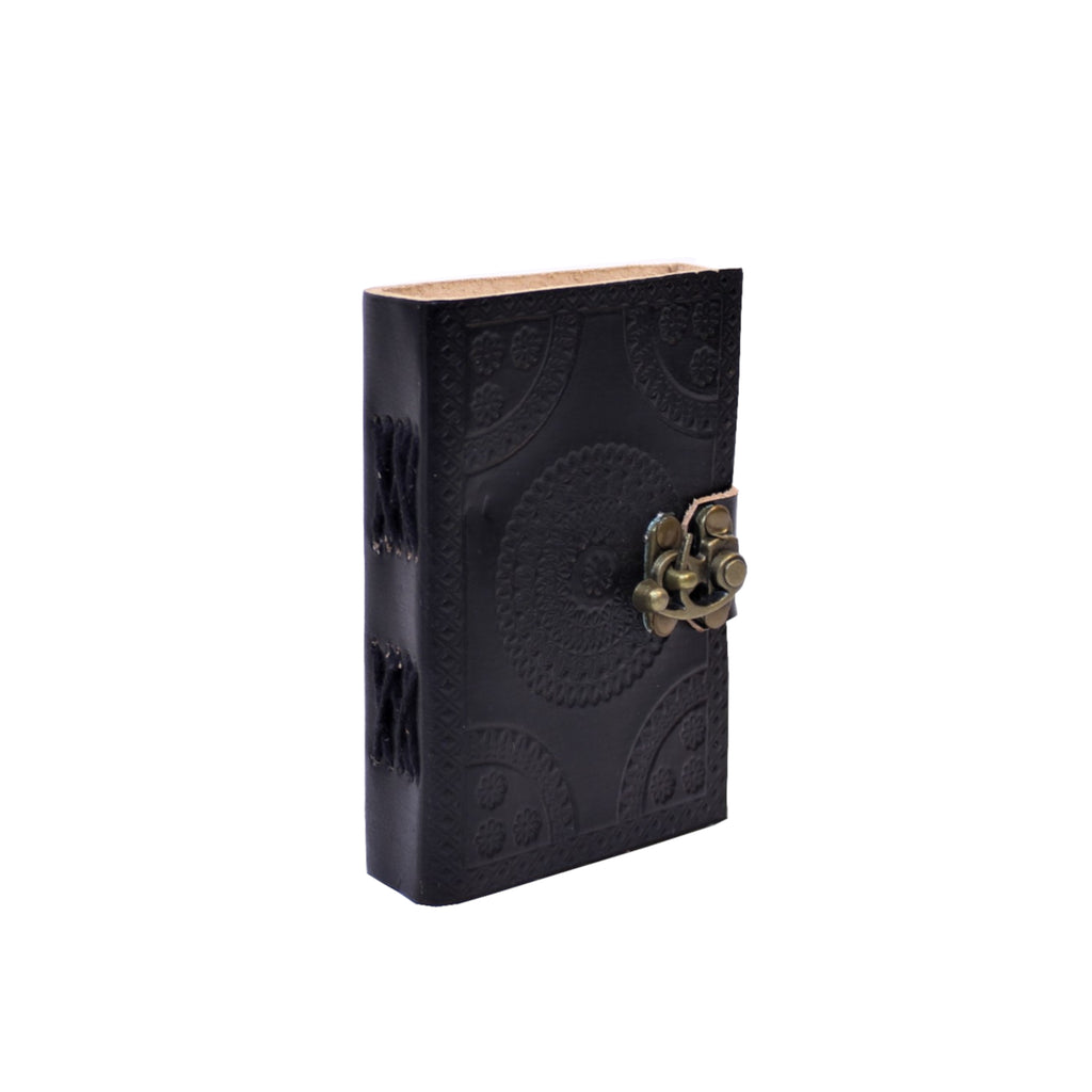 3J Leather Journal with Metal C Lock Small 7.6x12.7cms