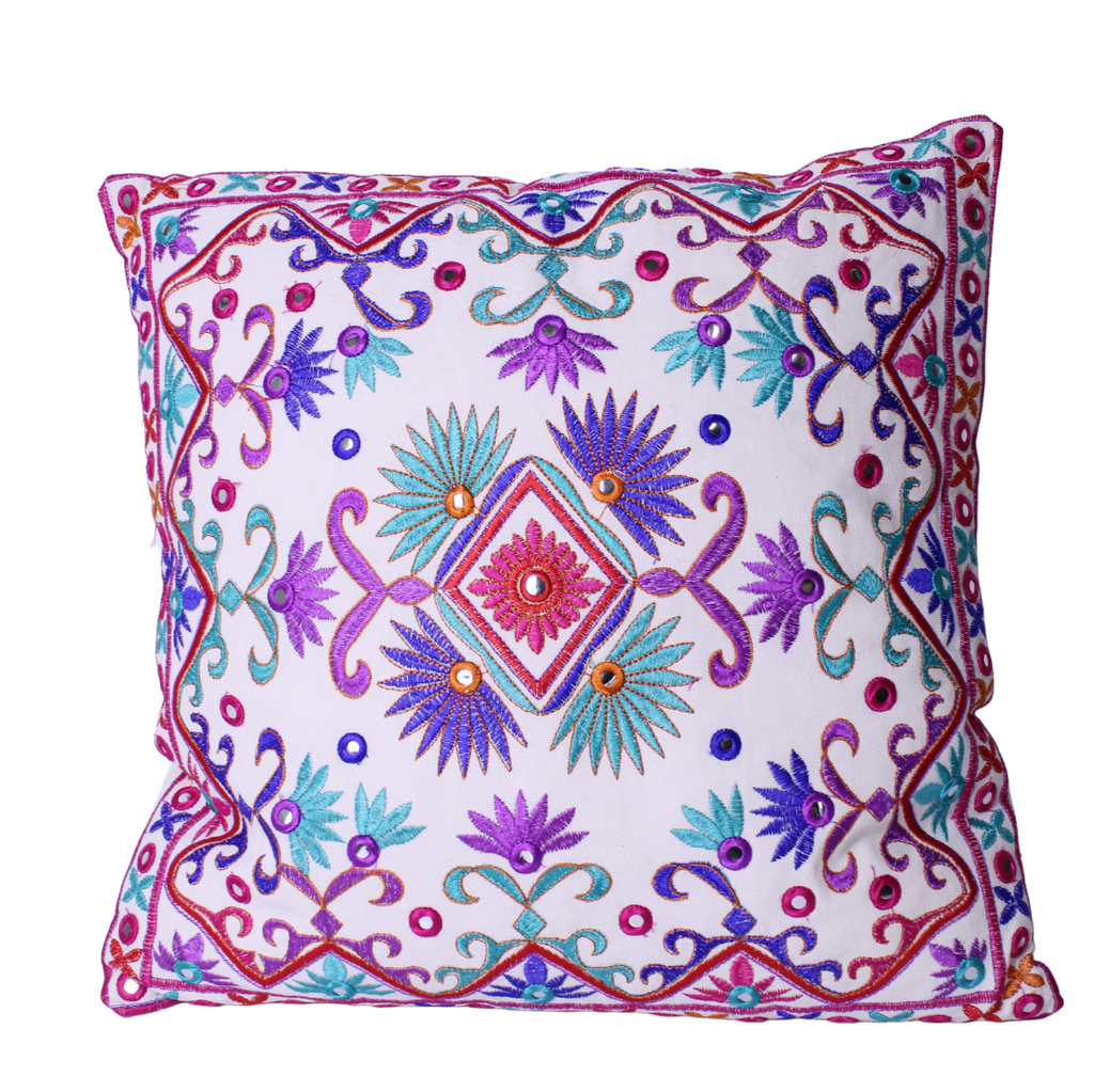 Mirror Embroidered Cushion With Filler 40x40cms