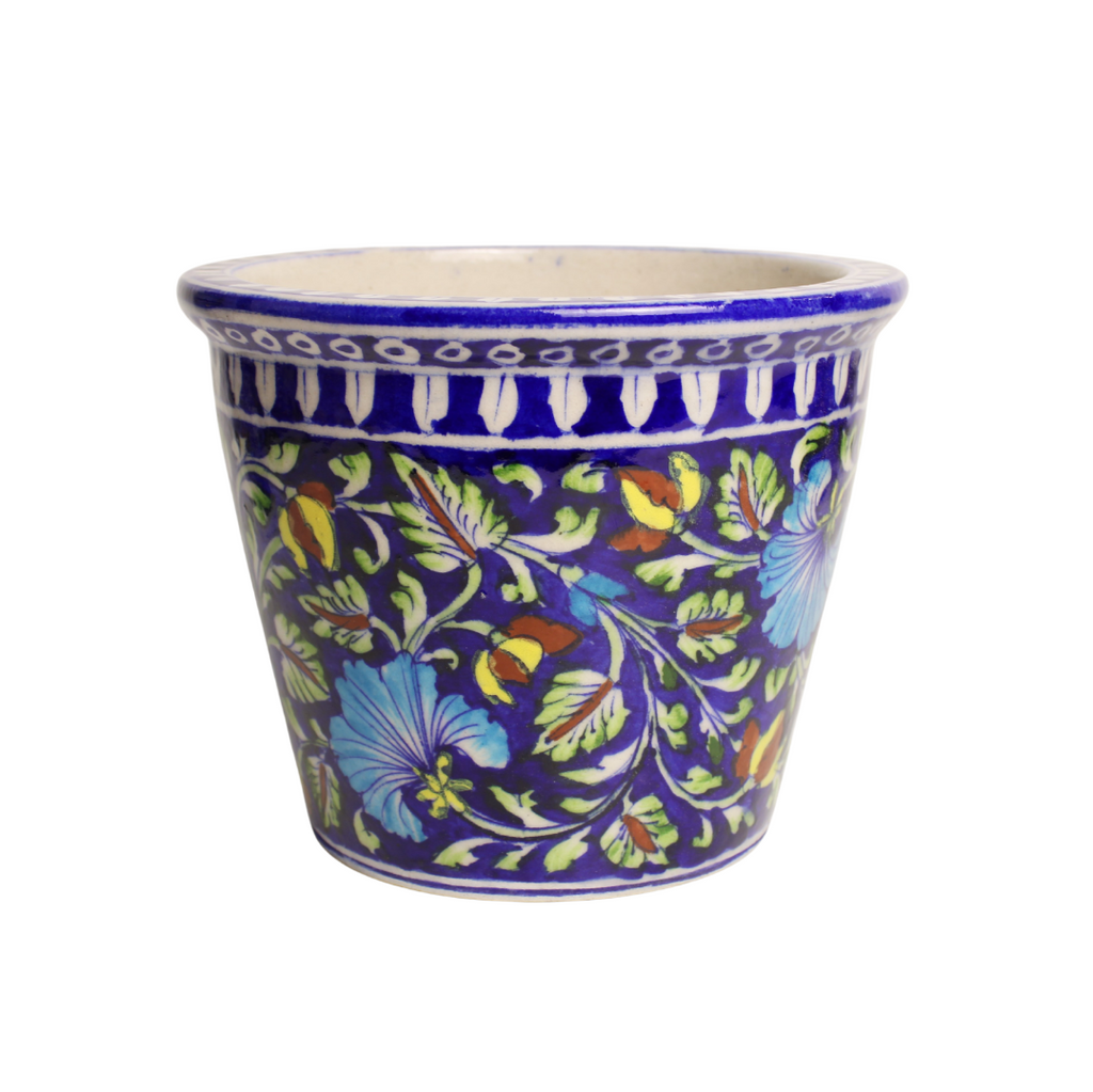4JBP Jaipur Blue Pottery Planter Large 18x15cms