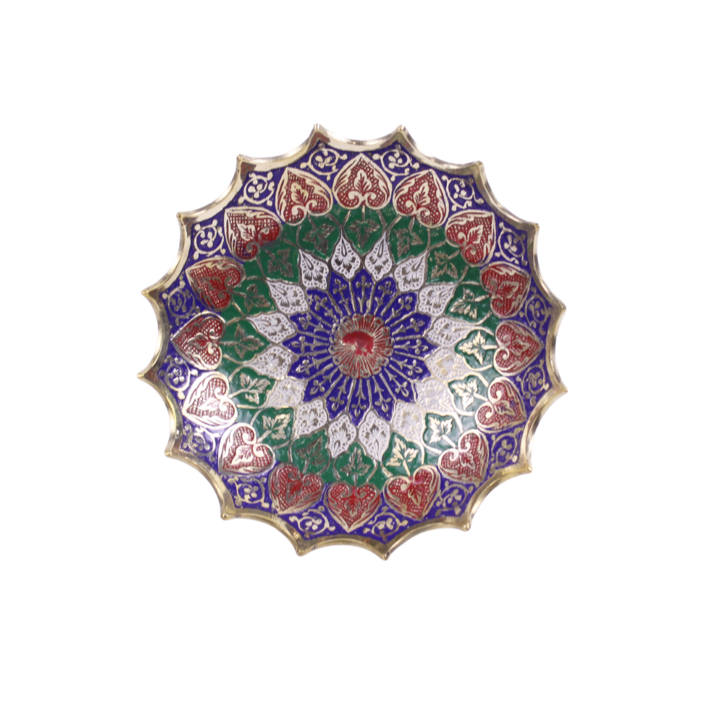 1GW Brass Bowl Lotus Design on Stand 14cms GW004