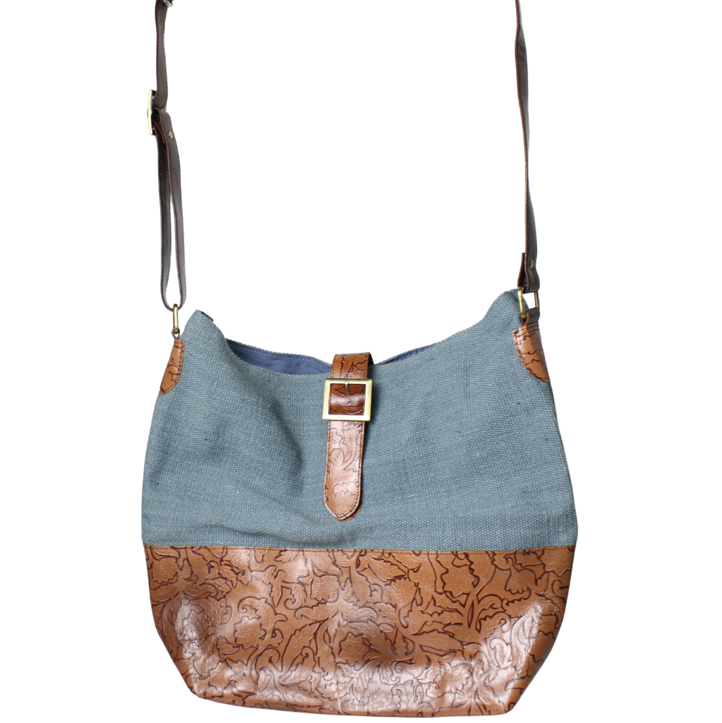 Shoulder Bag Shanti Leather and Cotton 41.5x50.5x10cms