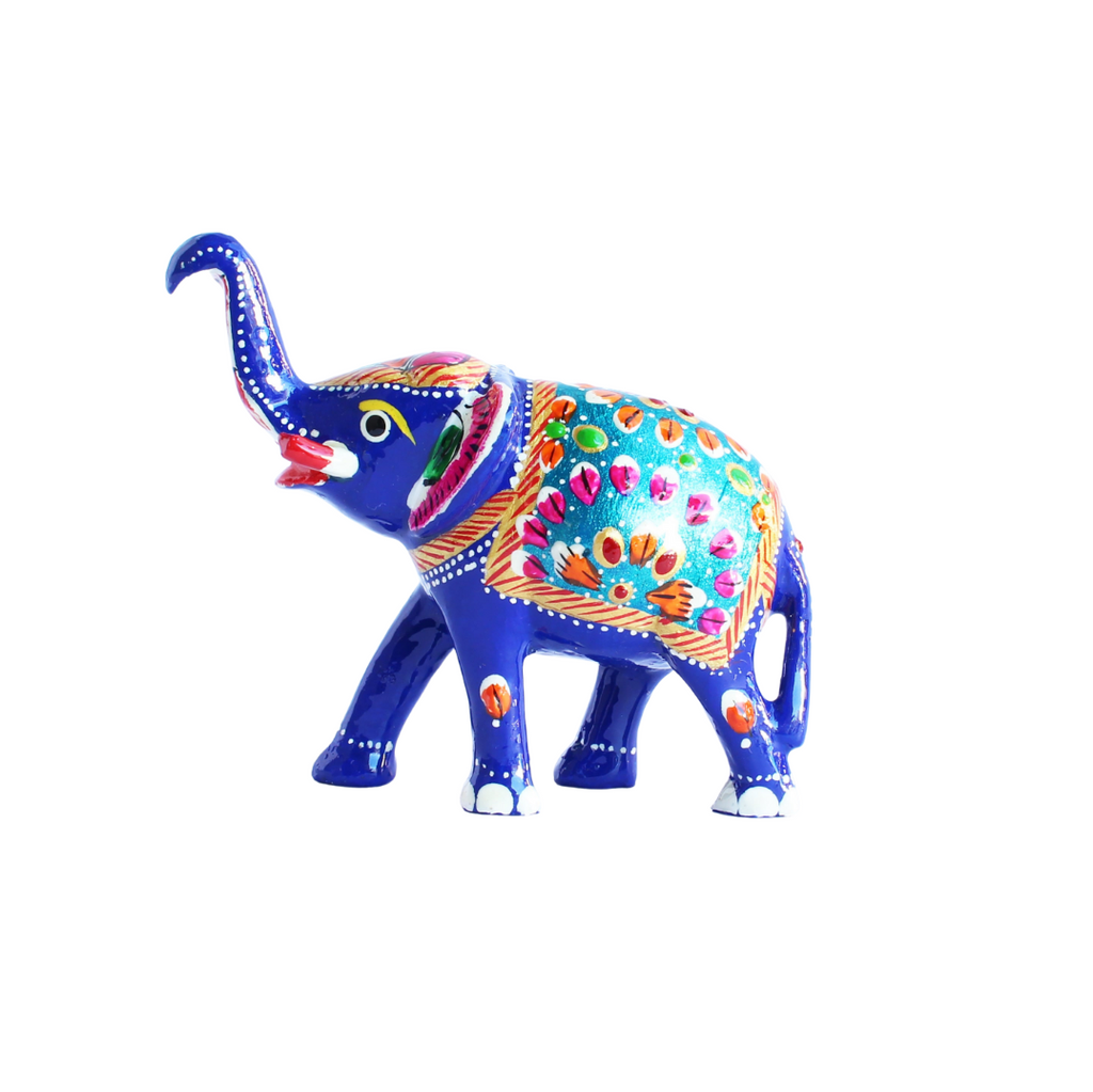 GW Hand Painted Metal Elephant large 10cmx8cm GW062