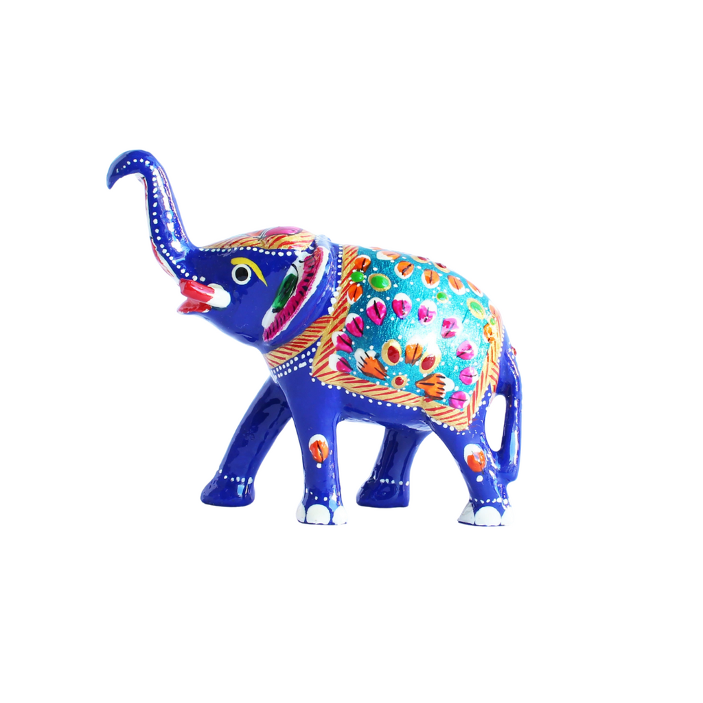 Hand Painted Metal Elephant large 10cmx8cm GW062