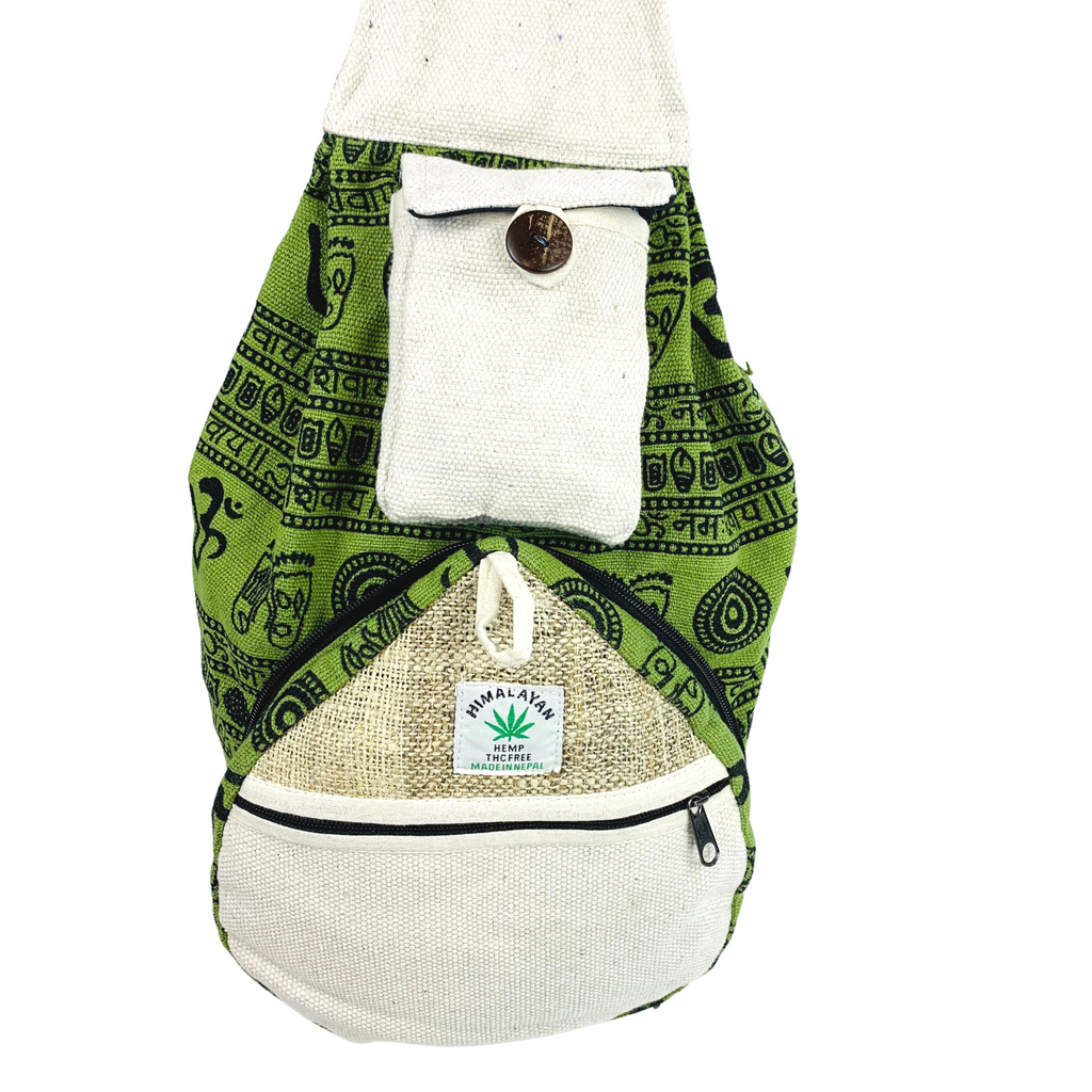 NEP015 Hemp Folding Backpack Green Colourway 40x23cms