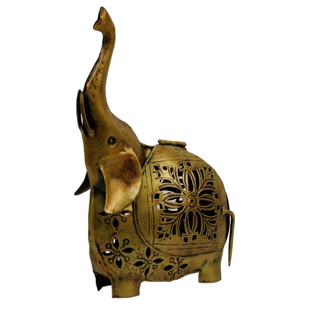 Elephant Metal Tea Light Candle 21x12cm (GW154)