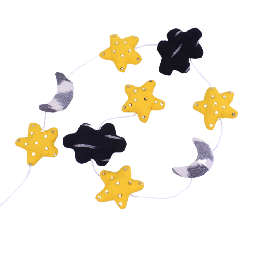 MB031 Starry Night Mobile 9 Stars, Clouds and Moons 90cms Long