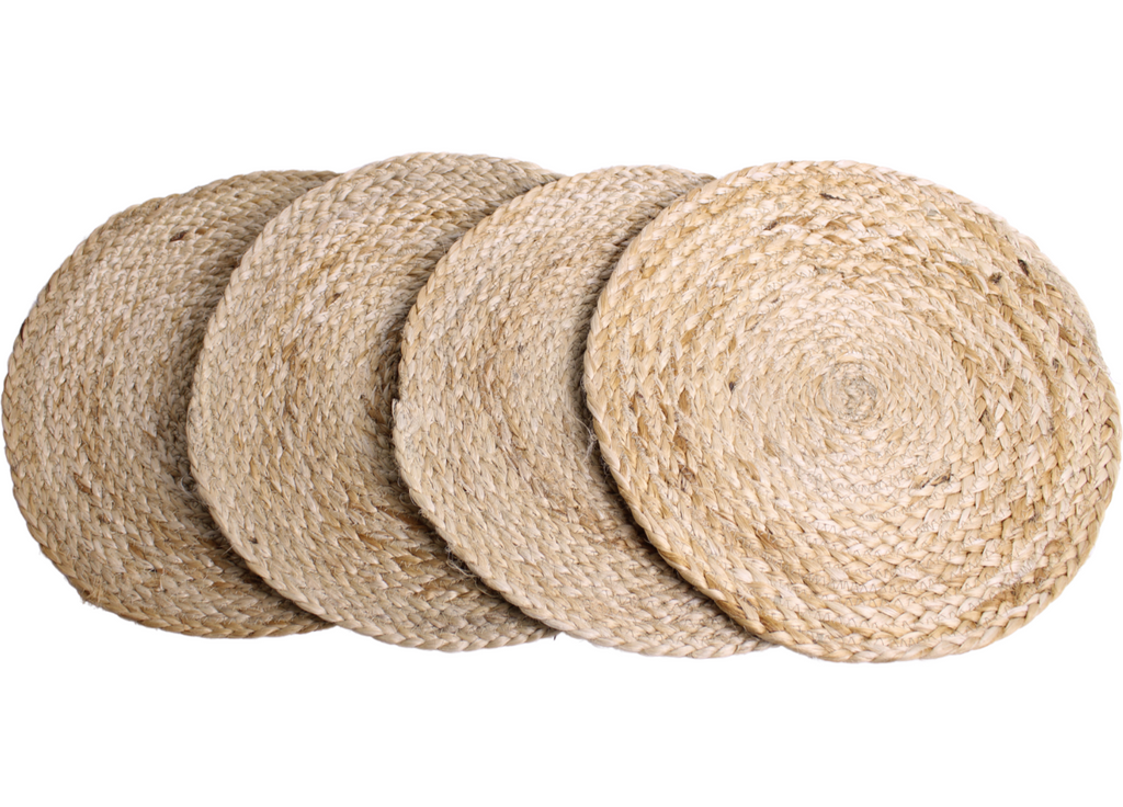 5HW Round Jute Placemat set of 4 30cms HW253