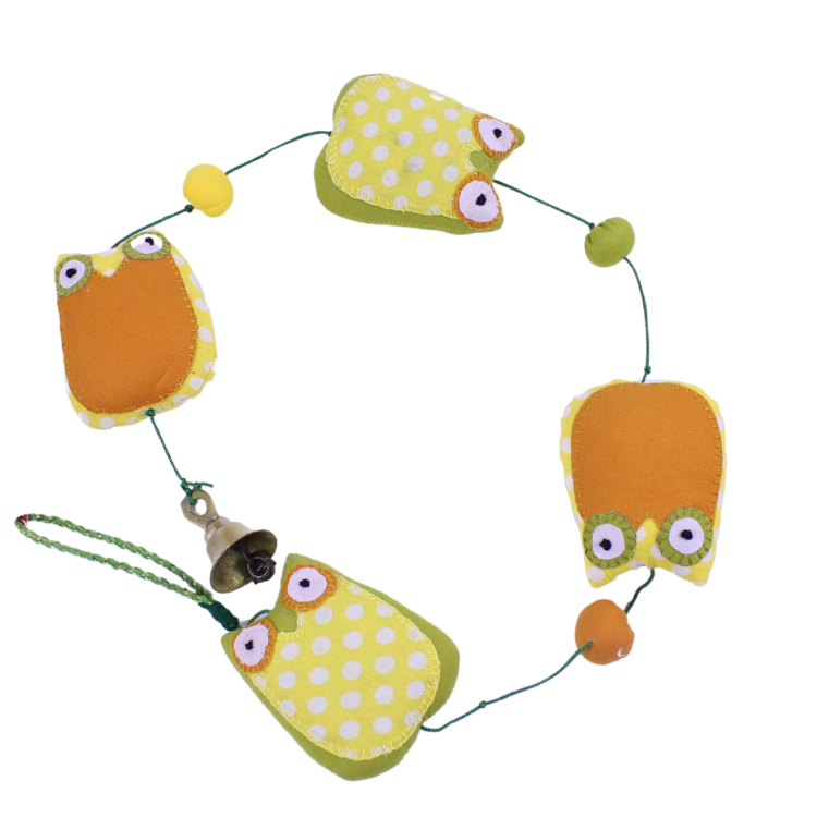 MB022 Owl Mobile with Bell 4 Owls 75cms Long